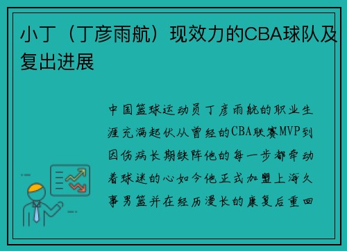 小丁（丁彦雨航）现效力的CBA球队及复出进展